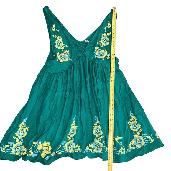 Free People 100% Modal Teal + Sky Blue + Banana Dress Tied Open Light Natural - Picture 4 of 8